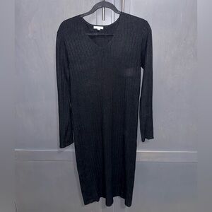 Black Ribbed Knit Dress